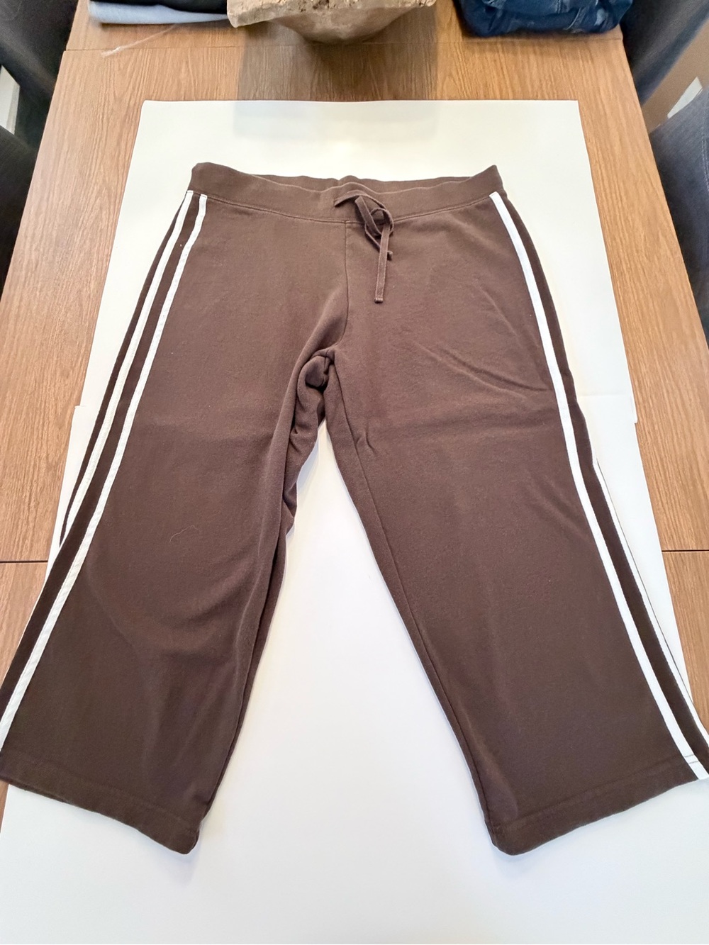 Zena Sport, Women's Brown Track Pants with White Side Stripes